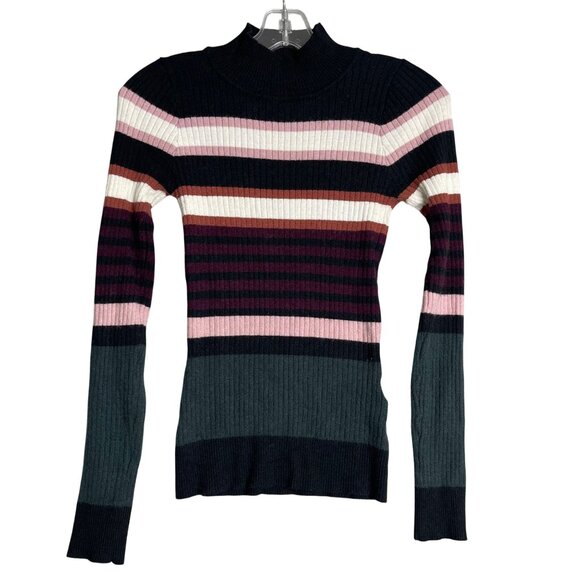 Heartloom Sweaters - Heartloom‎ Matilda Striped Ribbed Sweater Womens S Multicolor High Neck Y2K 90s